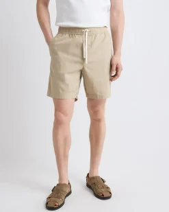 Linen-Blend Short with Elastic Waistband