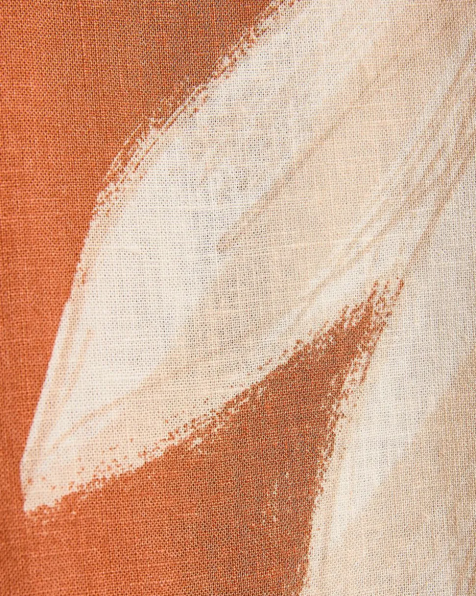 Linen-Blend Short-Sleeve Shirt with Camp Collar