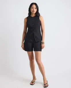 Linen-Blend Sleeveless Vest