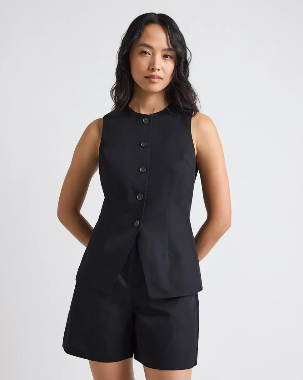 Linen-Blend Sleeveless Vest