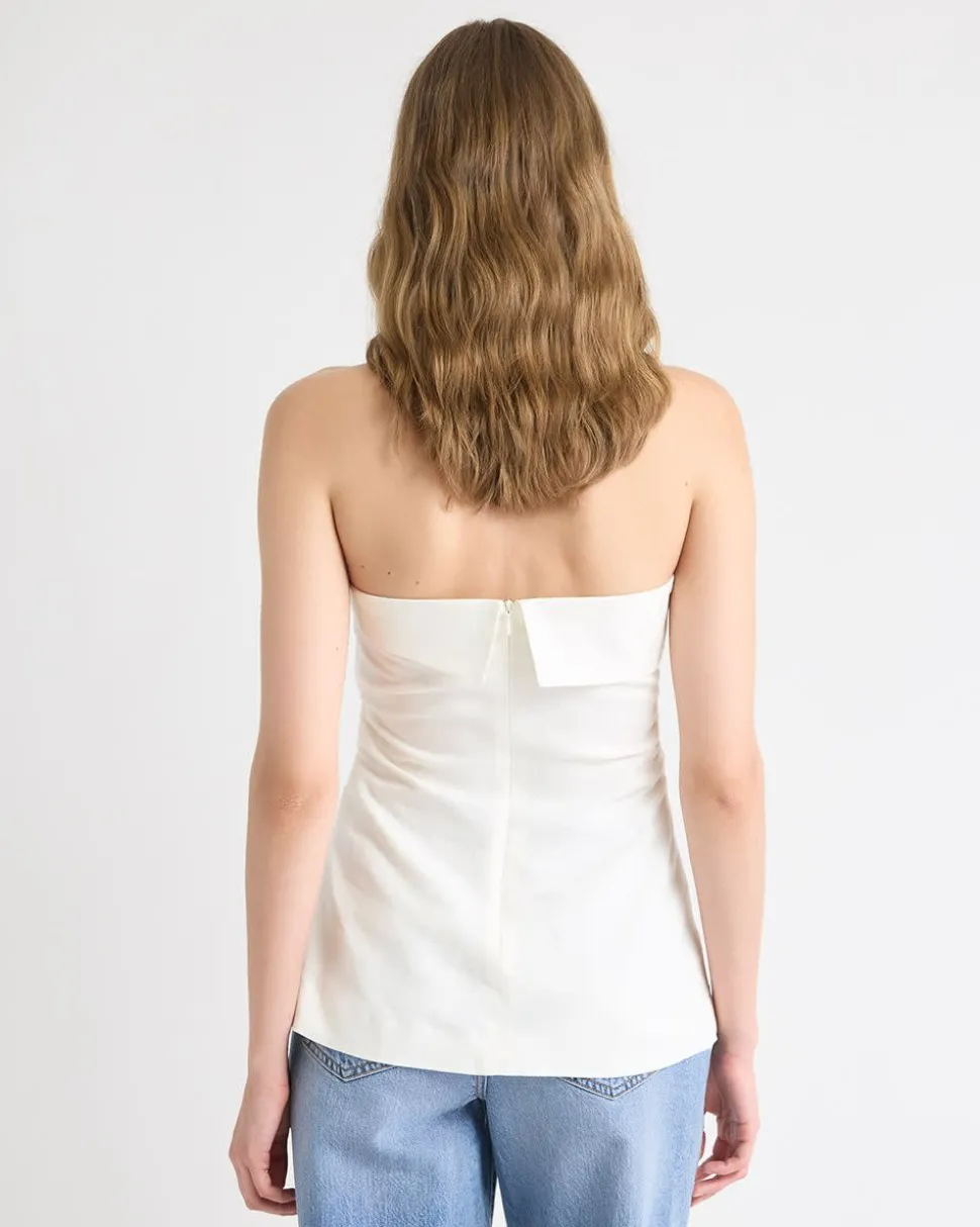 Linen-Blend Straight-Neck Tube Top