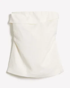 Linen-Blend Straight-Neck Tube Top