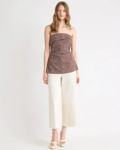 Linen-Blend Straight-Neck Tube Top