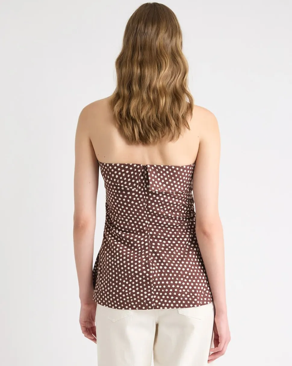 Linen-Blend Straight-Neck Tube Top