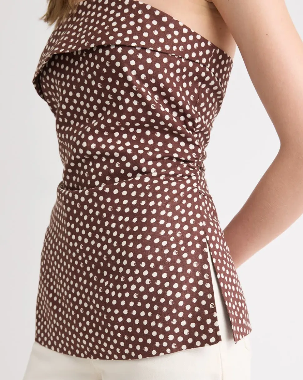 Linen-Blend Straight-Neck Tube Top