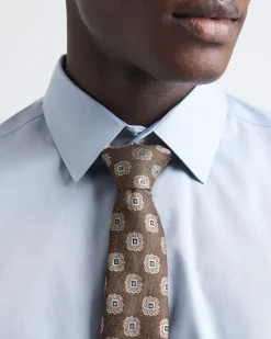 Linen-Blend Tie with Geometric Pattern