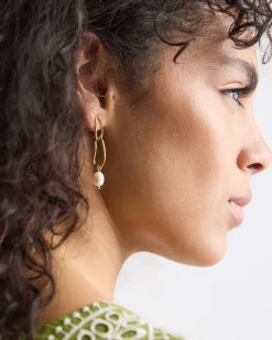 Link Earrings with Pearl Pendant