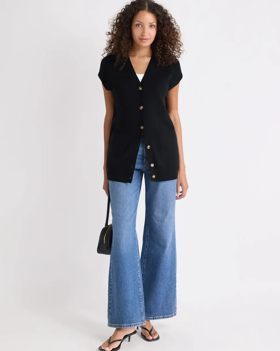 Long Buttoned-Down Sweater Vest