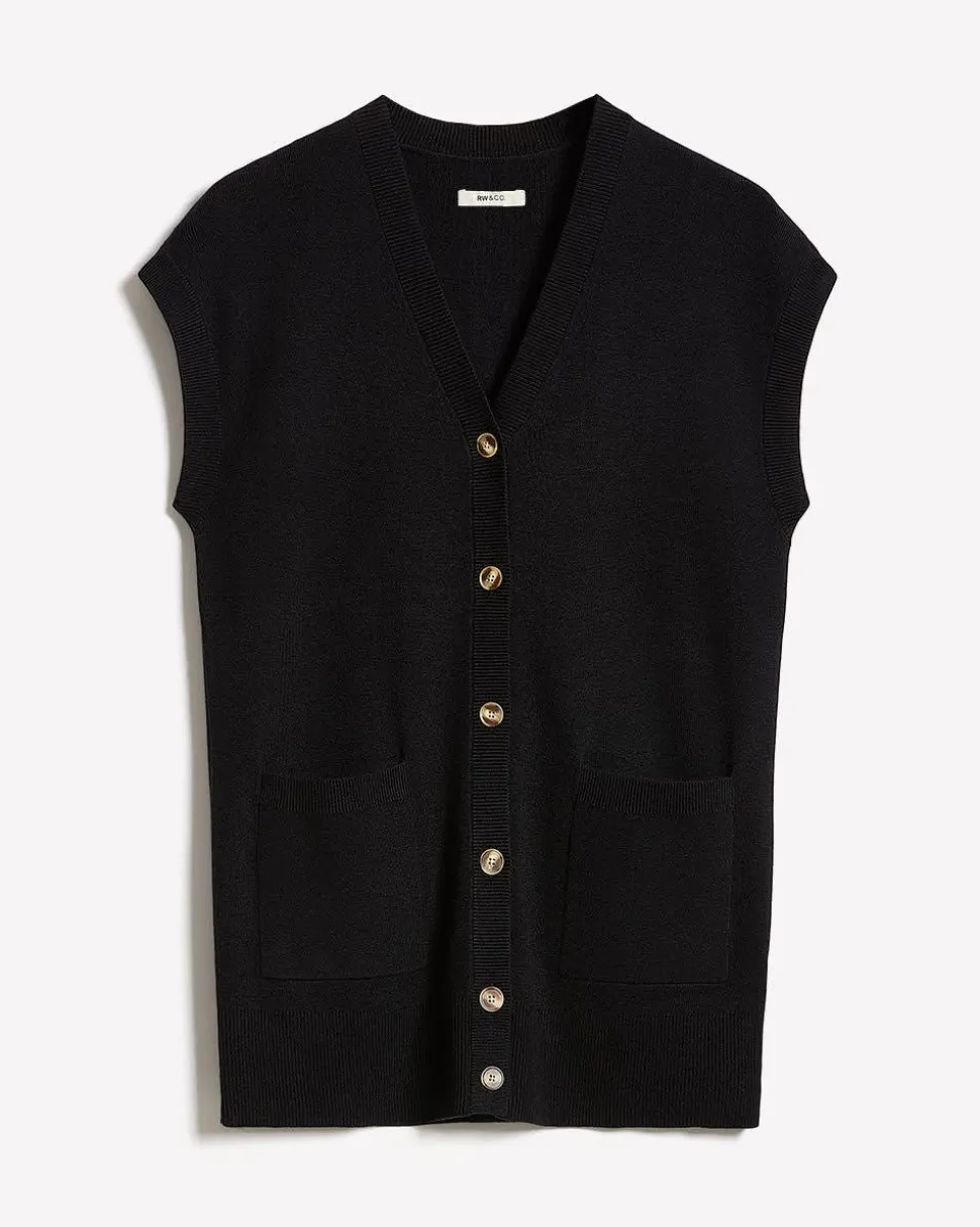 Long Buttoned-Down Sweater Vest