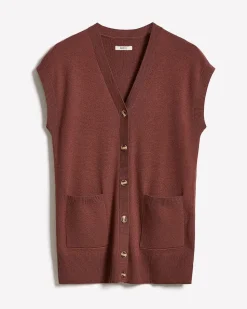 Long Buttoned-Down Sweater Vest