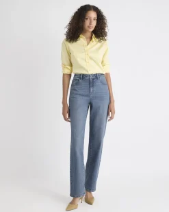 Long Medium-Wash Straight-Leg Jeans