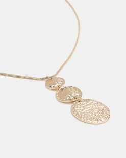 Long Necklace with Three-Disc Pendant
