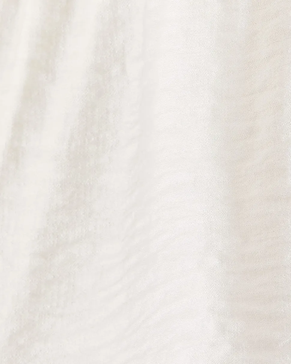Long-Puffy-Sleeve V-Neck Blouse with Embroideries