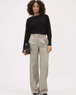 Long-Sleeve Boat-Neck Fine-Jersey Sweater