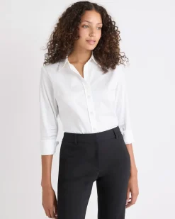 Long-Sleeve Buttoned-Down Poplin Blouse