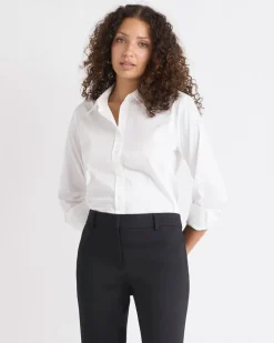 Long-Sleeve Buttoned-Down Poplin Blouse