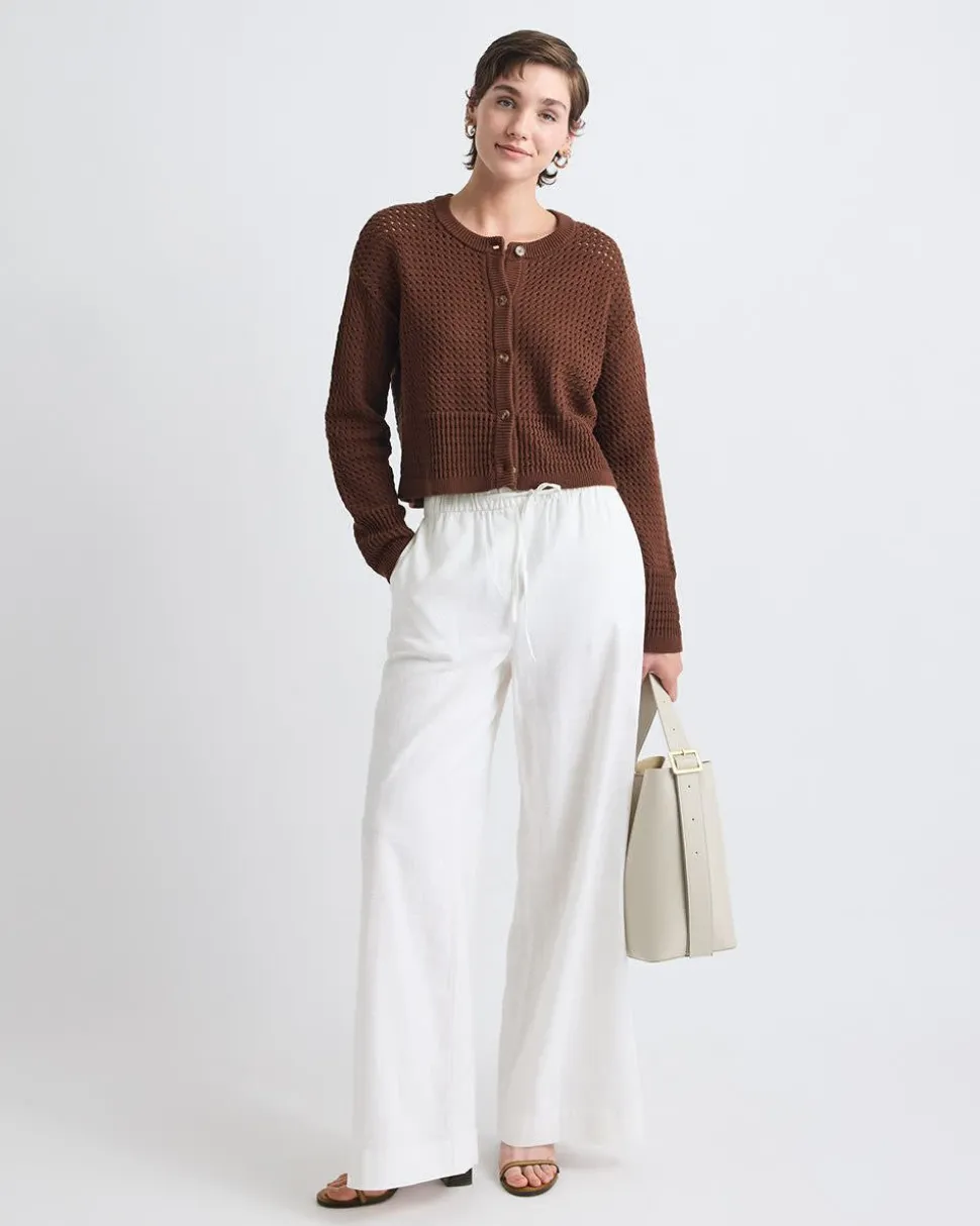 Long-Sleeve Classic-Fit Crochet Cardigan