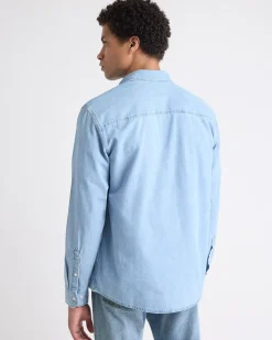 Long-Sleeve Denim Shirt with Chest Pocket