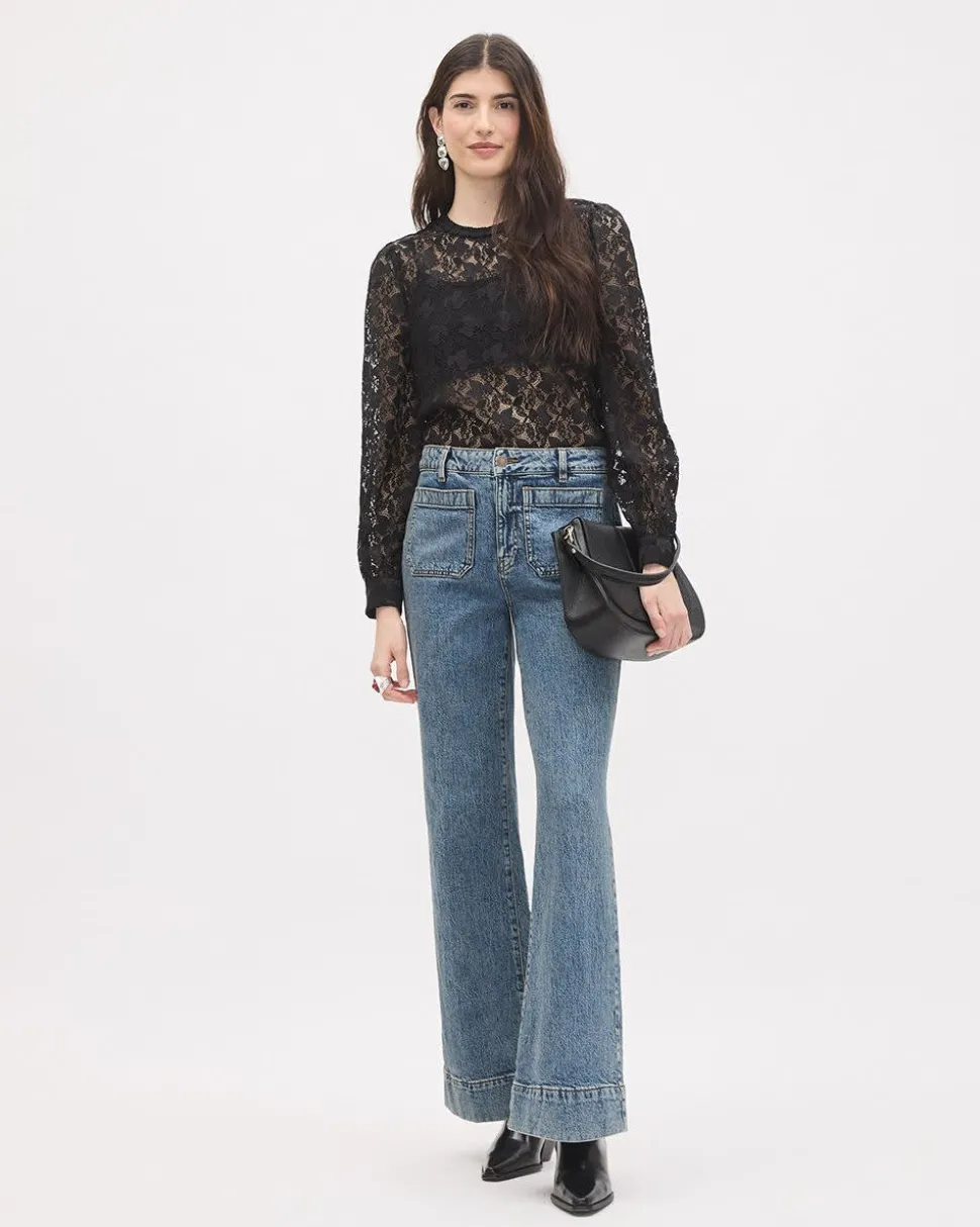 Long-Sleeve Lace Blouse