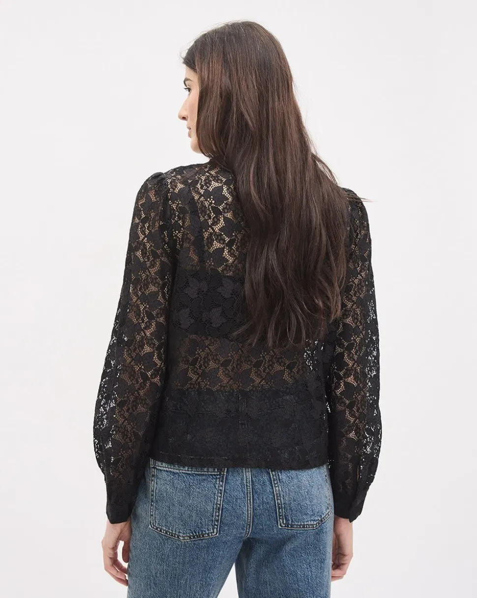 Long-Sleeve Lace Blouse