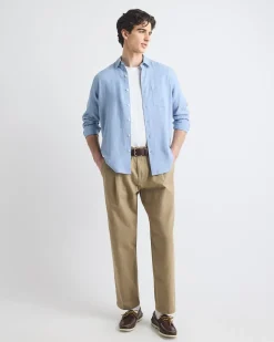 Long-Sleeve Linen-Blend Shirt