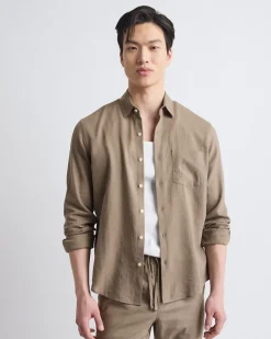 Long-Sleeve Linen-Blend Shirt