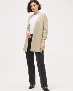 Long-Sleeve Long Open Cardigan