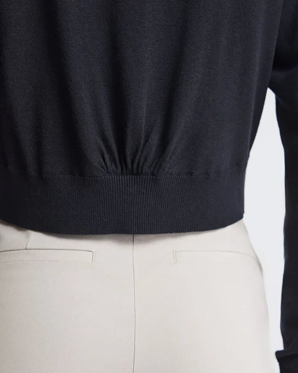 Long-Sleeve Open Cropped Cardigan