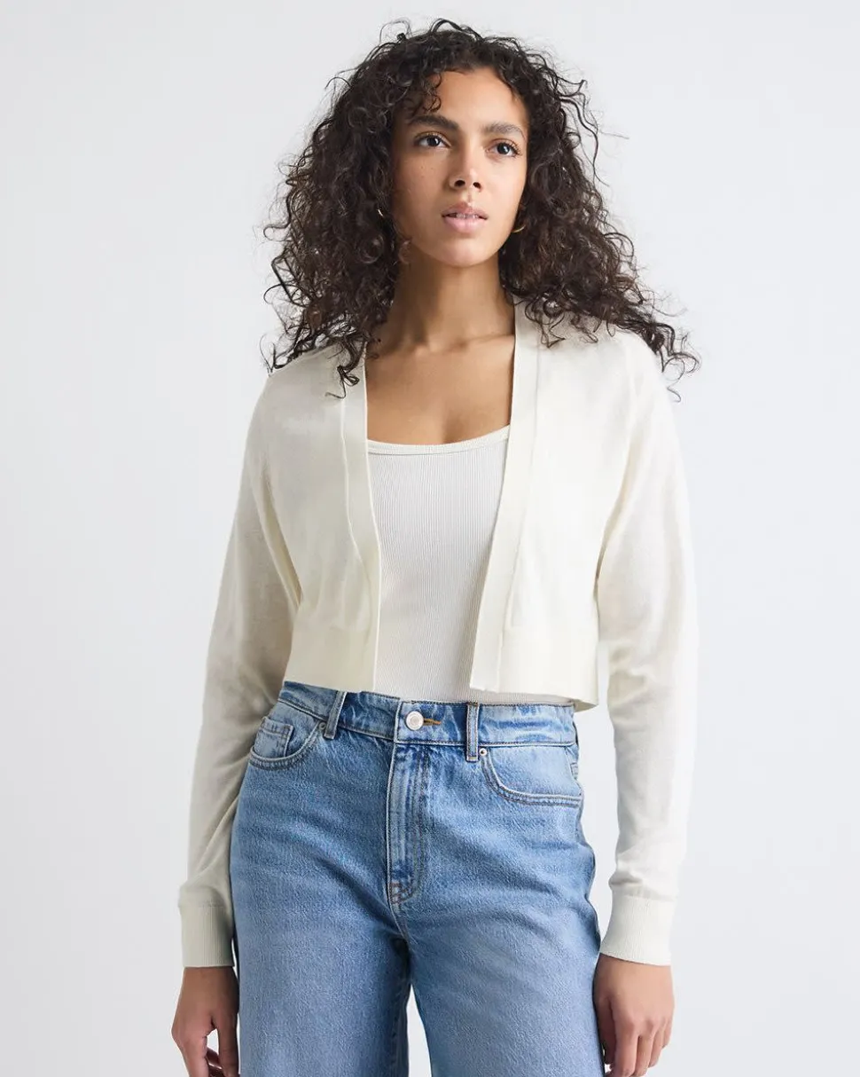 Long-Sleeve Open Cropped Cardigan