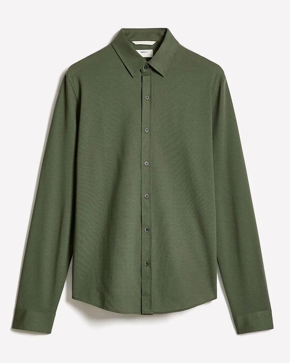 Long-Sleeve Piqué-Knit Shirt