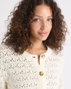 Long-Sleeve Short Cardigan with Fancy Stitches