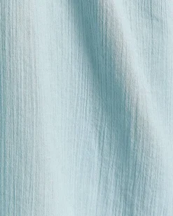 Long-Sleeve U-Neck Gauze Blouse
