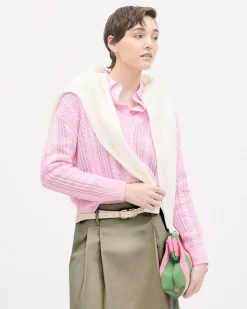 Long-Sleeve V-Neck Cable-Stitch Sweater