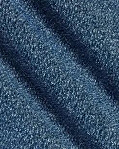 Maxi Medium-Wash Denim Skirt with Back Slit