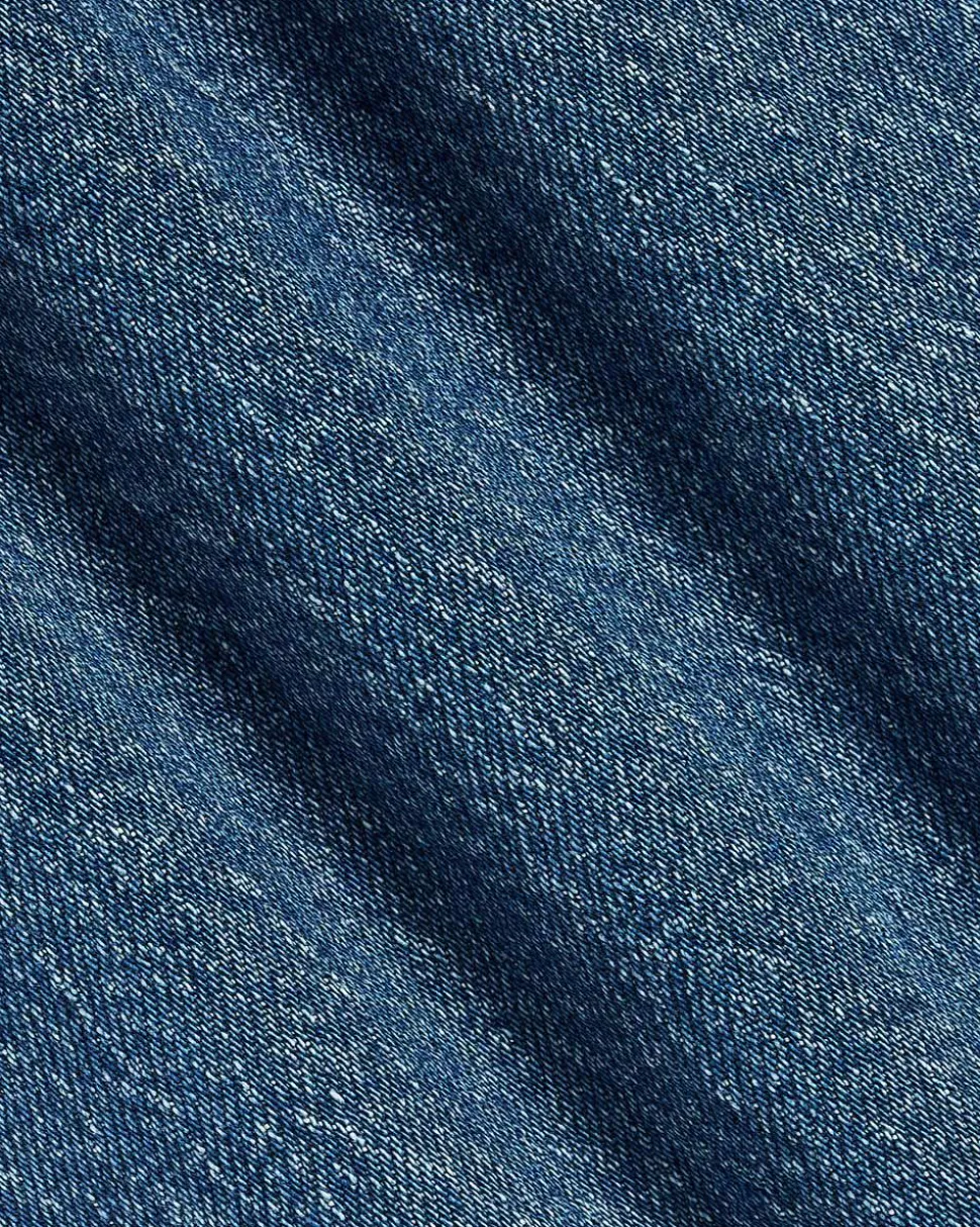 Maxi Medium-Wash Denim Skirt with Back Slit