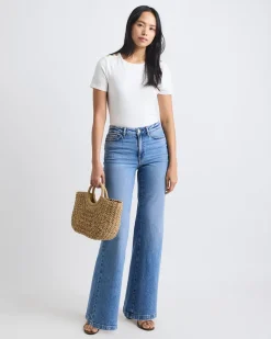 Medium-Wash High-Waisted Wide-Leg Jeans