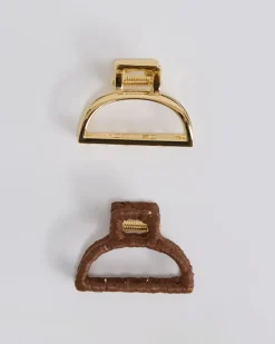 Metal and Raffia Hair Grippers - Set of 2