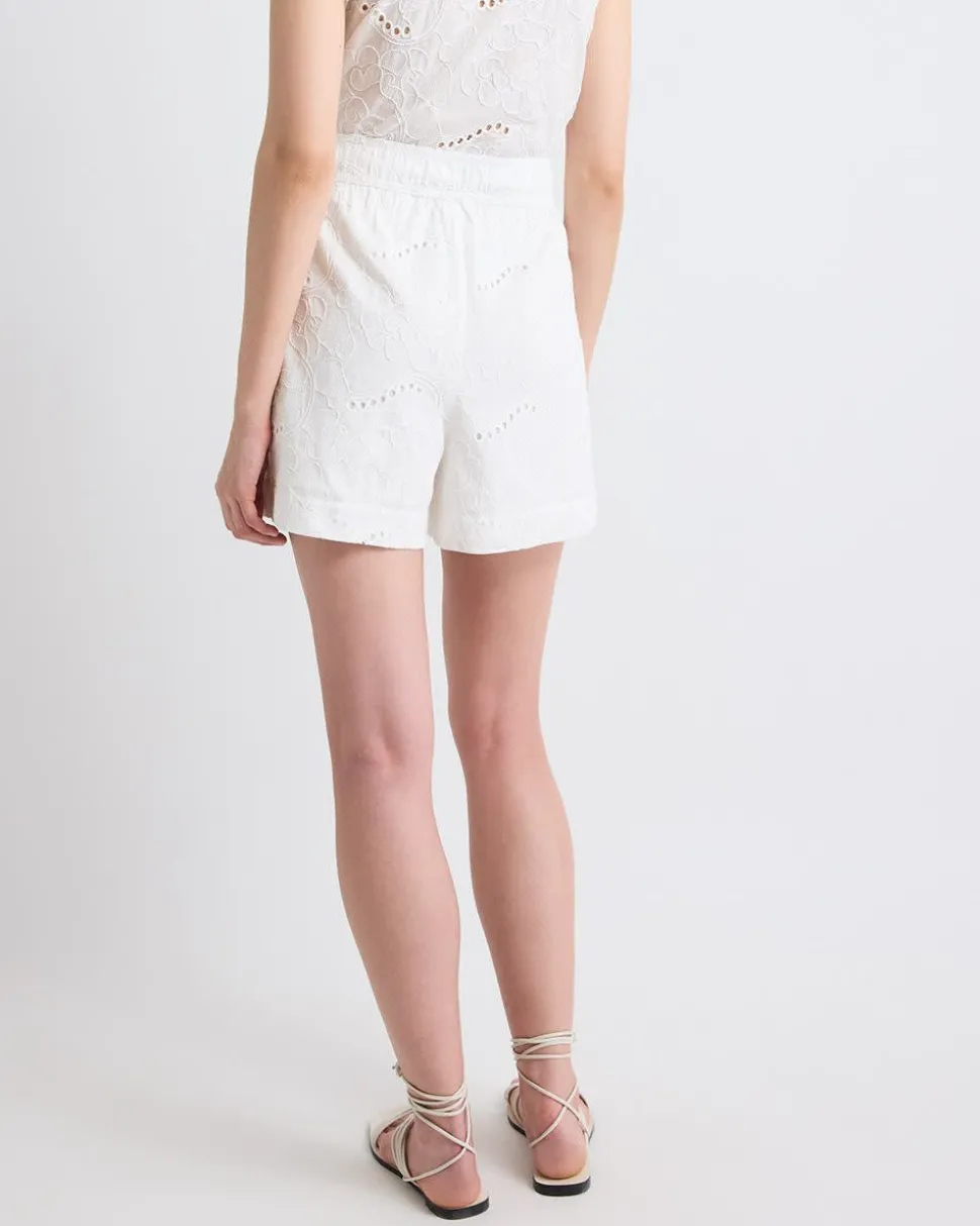 Mid-Rise Pull-On Embroidered Short