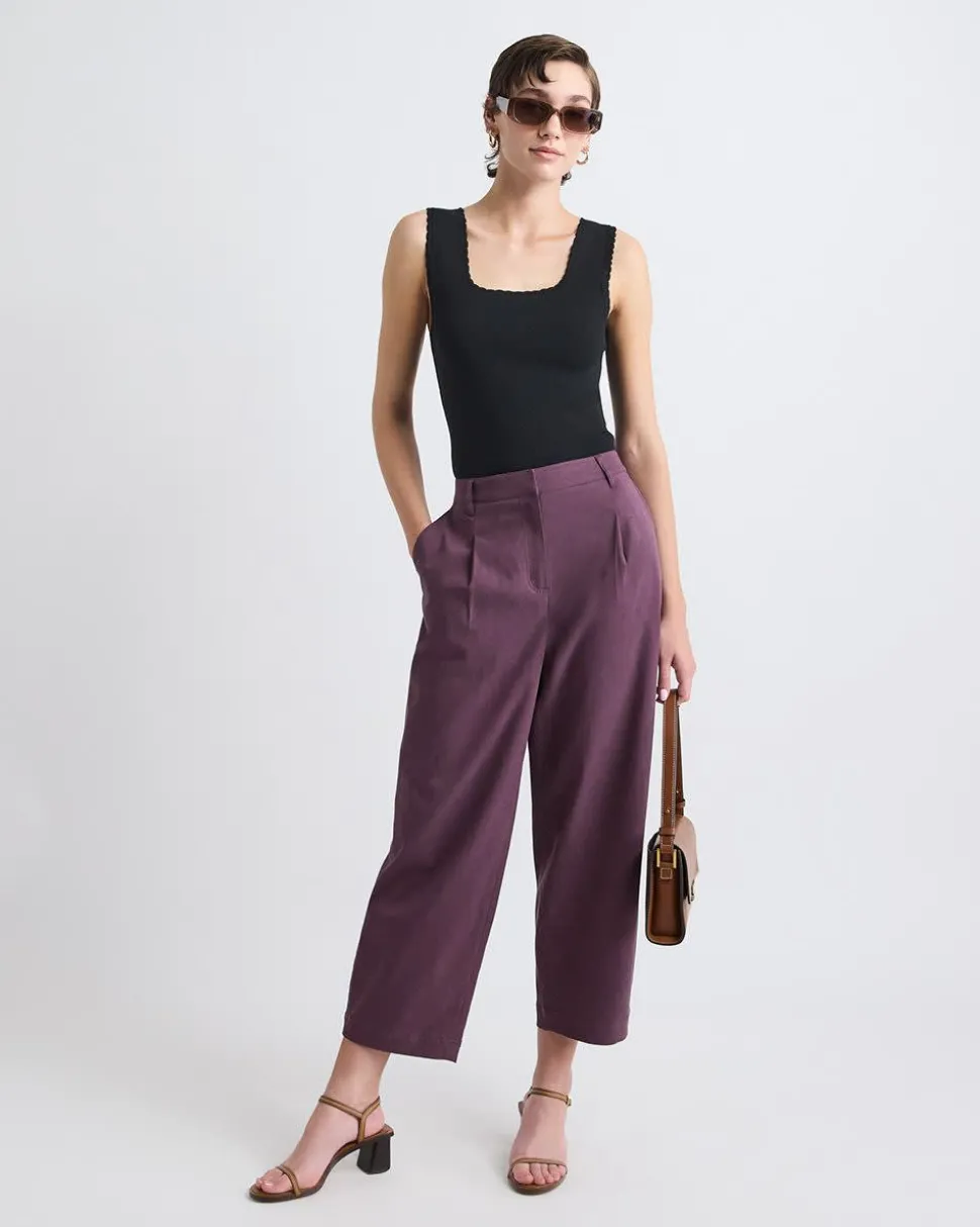 Mid-Rise Tapered-Leg Cotton Pant