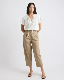 Mid-Rise Tapered-Leg Cotton Pant