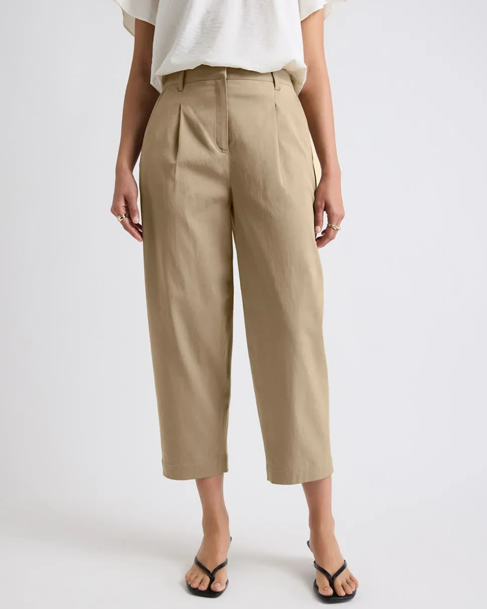 Mid-Rise Tapered-Leg Cotton Pant