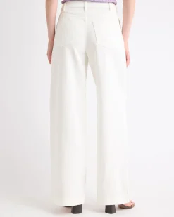 Mid-Rise Wide-Leg Cream Jeans