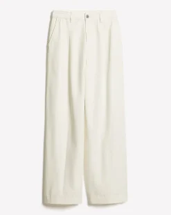 Mid-Rise Wide-Leg Cream Jeans