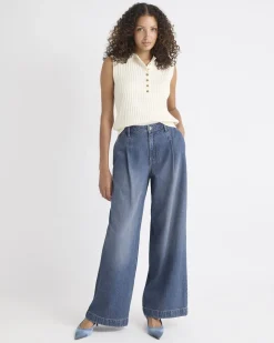 Mid-Rise Wide-Leg Medium-Wash Jeans