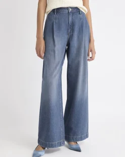 Mid-Rise Wide-Leg Medium-Wash Jeans