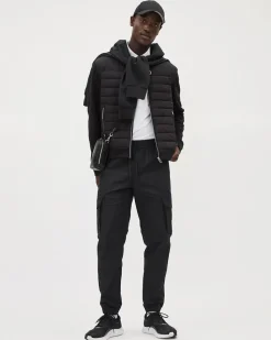 Mix-Media Mock-Neck Quilted Jacket