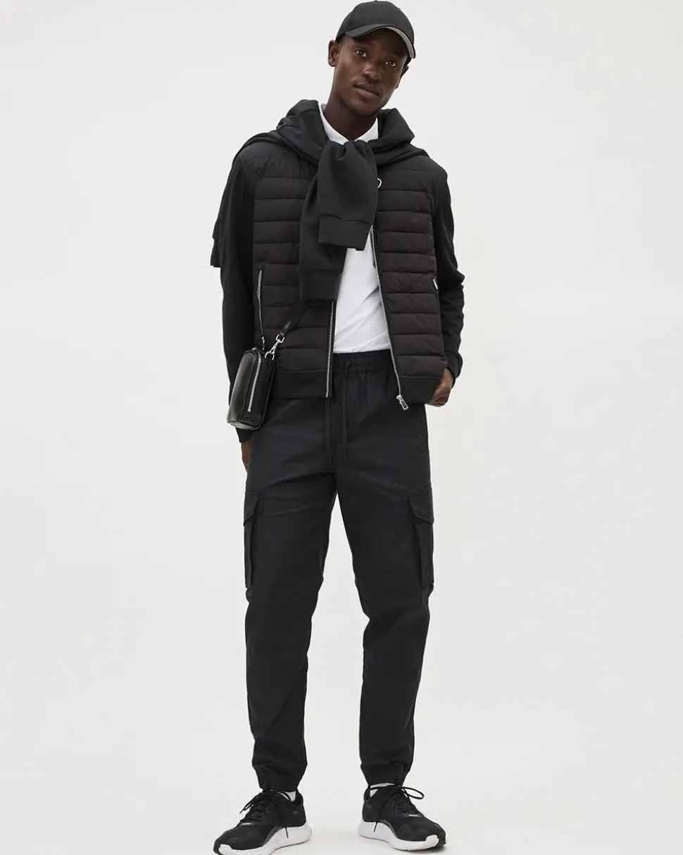 Mix-Media Mock-Neck Quilted Jacket