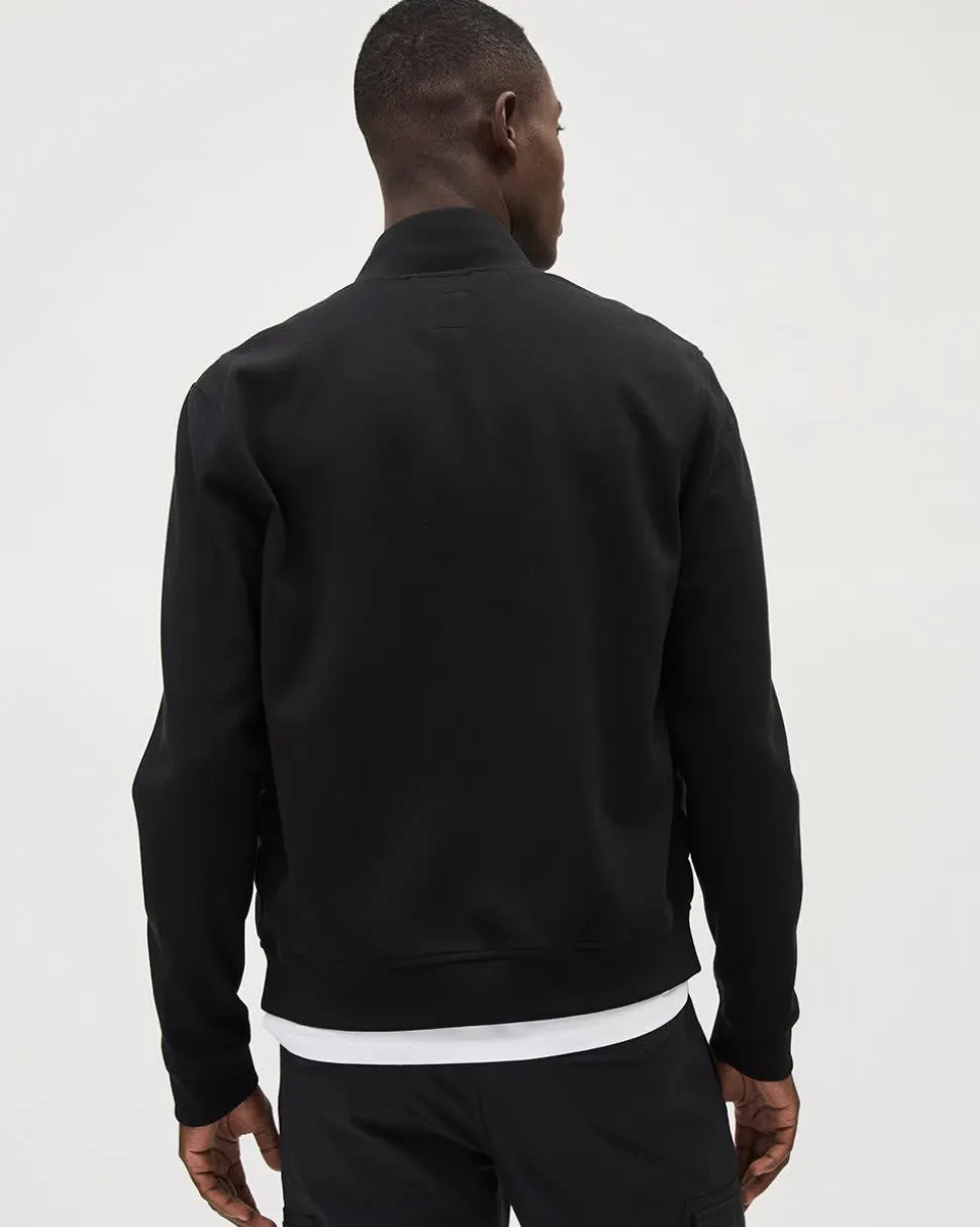 Mix-Media Mock-Neck Quilted Jacket