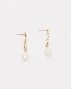 Modern Earrings with Pearl Pendant