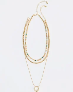 Multi-Chain Necklace with Colourful Beads